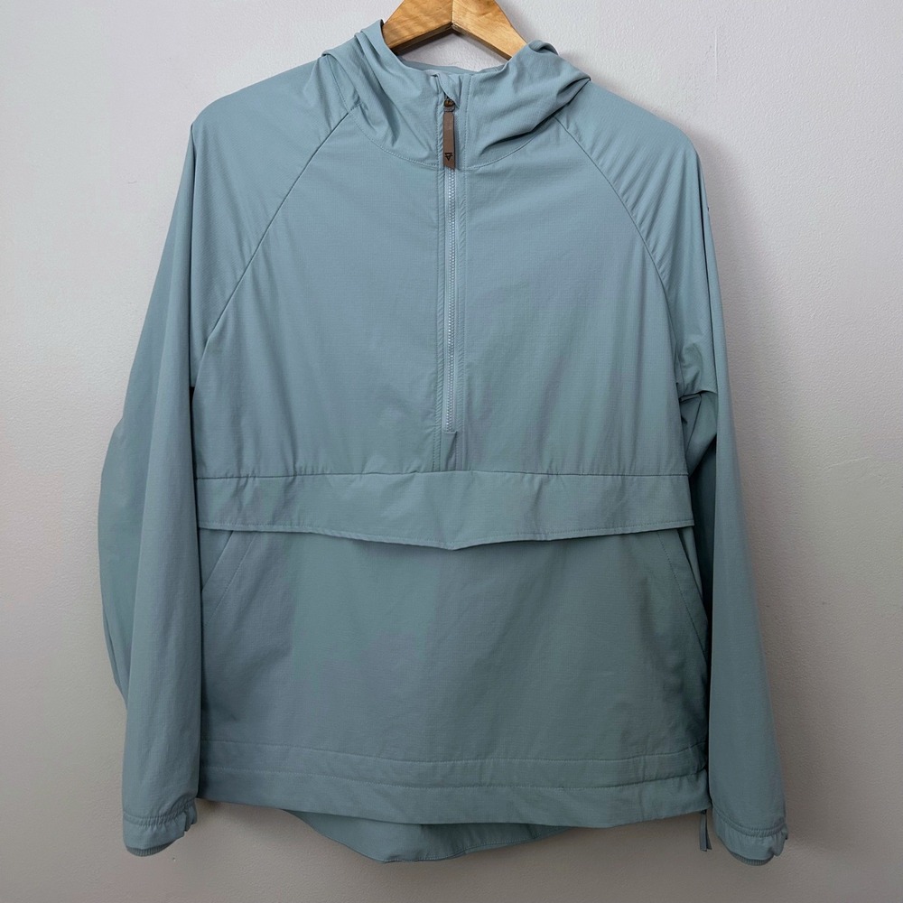 LIV Outdoor Anorak Jacket Womens Large Sage Green Half Zip Hooded Ripstop Hiking